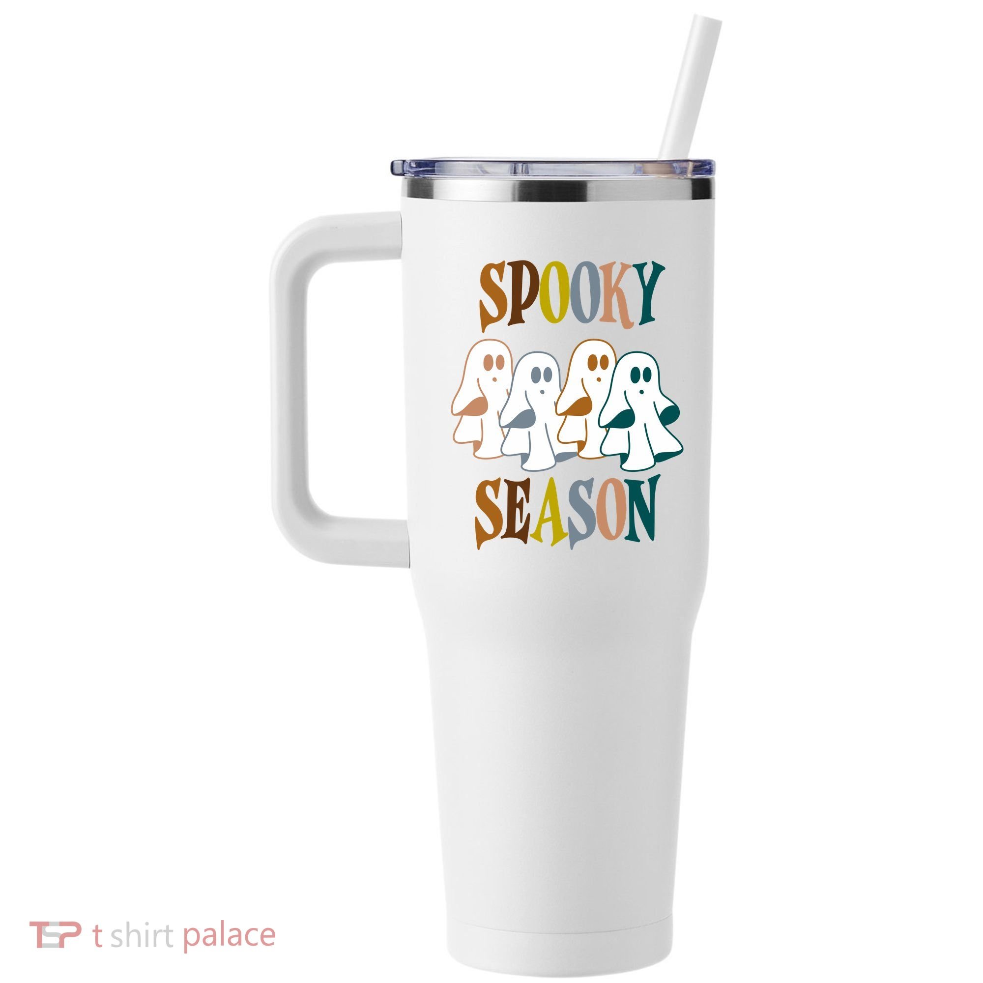 Spooky Season Halloween Ghost Festive 40oz Vacuum Insulated Stainless Steel Travel Tumbler