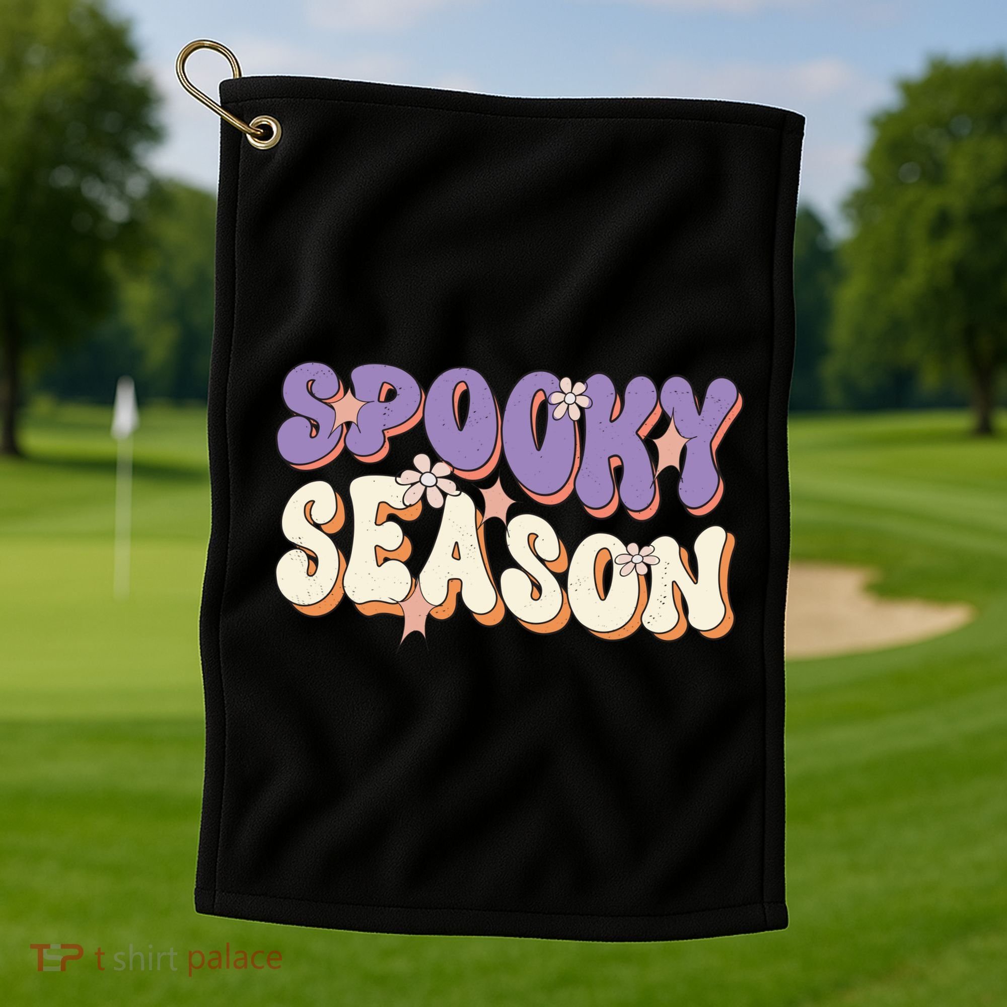 Spooky Season Halloween Groovy Retro Golf Towel