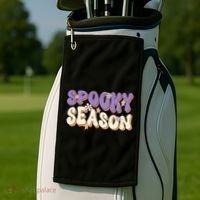 Spooky Season Halloween Groovy Retro Golf Towel thumb 2