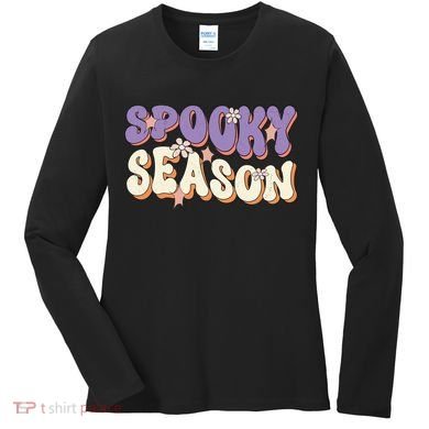 Spooky Season Halloween Groovy Retro Women's Long Sleeve Shirt