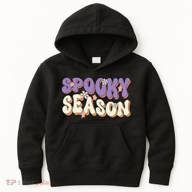 Spooky Season Halloween Groovy Retro Kids Hoodie