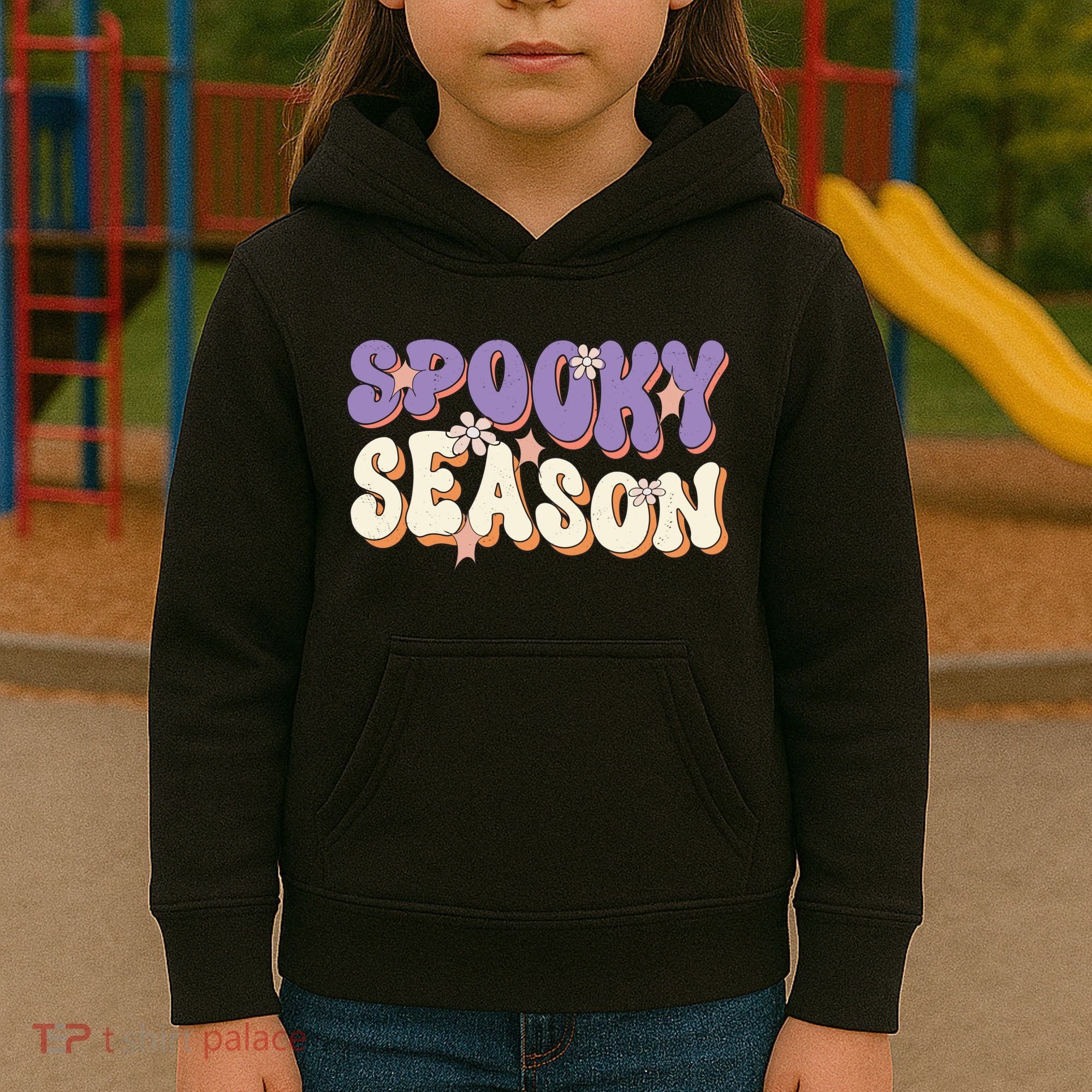 Spooky Season Halloween Groovy Retro Kids Hoodie
