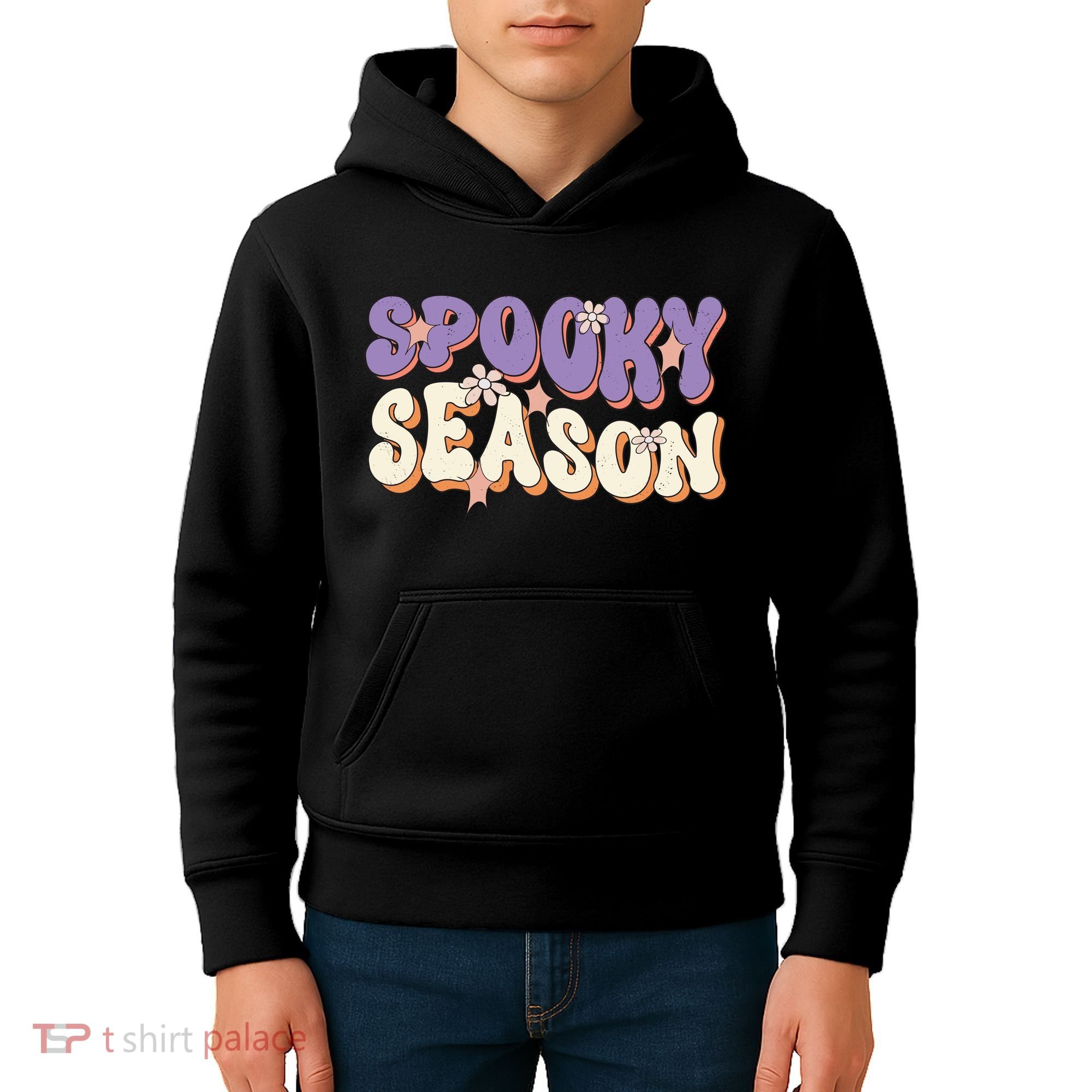 Spooky Season Halloween Groovy Retro Kids Hoodie