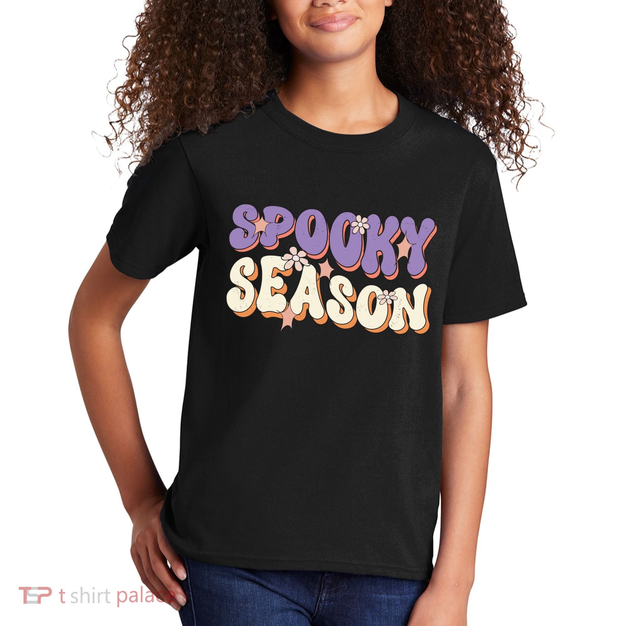 Spooky Season Halloween Groovy Retro Kids T-Shirt