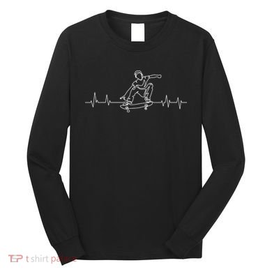 Skater Skateboarder Heartbeat Skateboard Skateboarding Gift Long Sleeve Shirt