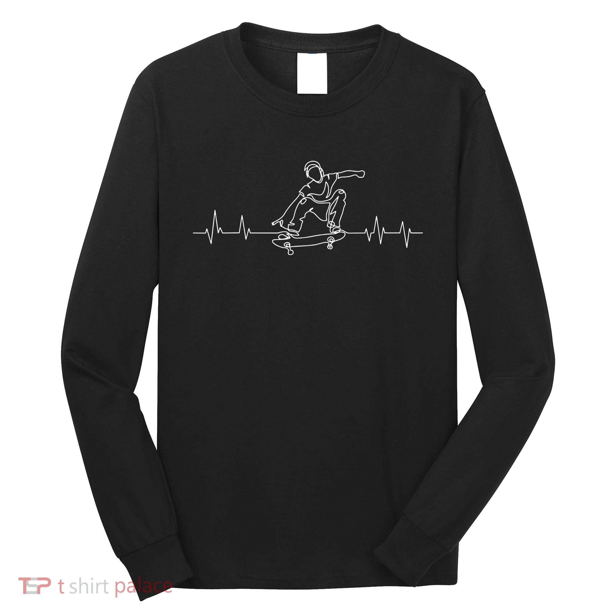 Skater Skateboarder Heartbeat Skateboard Skateboarding Gift Long Sleeve Shirt