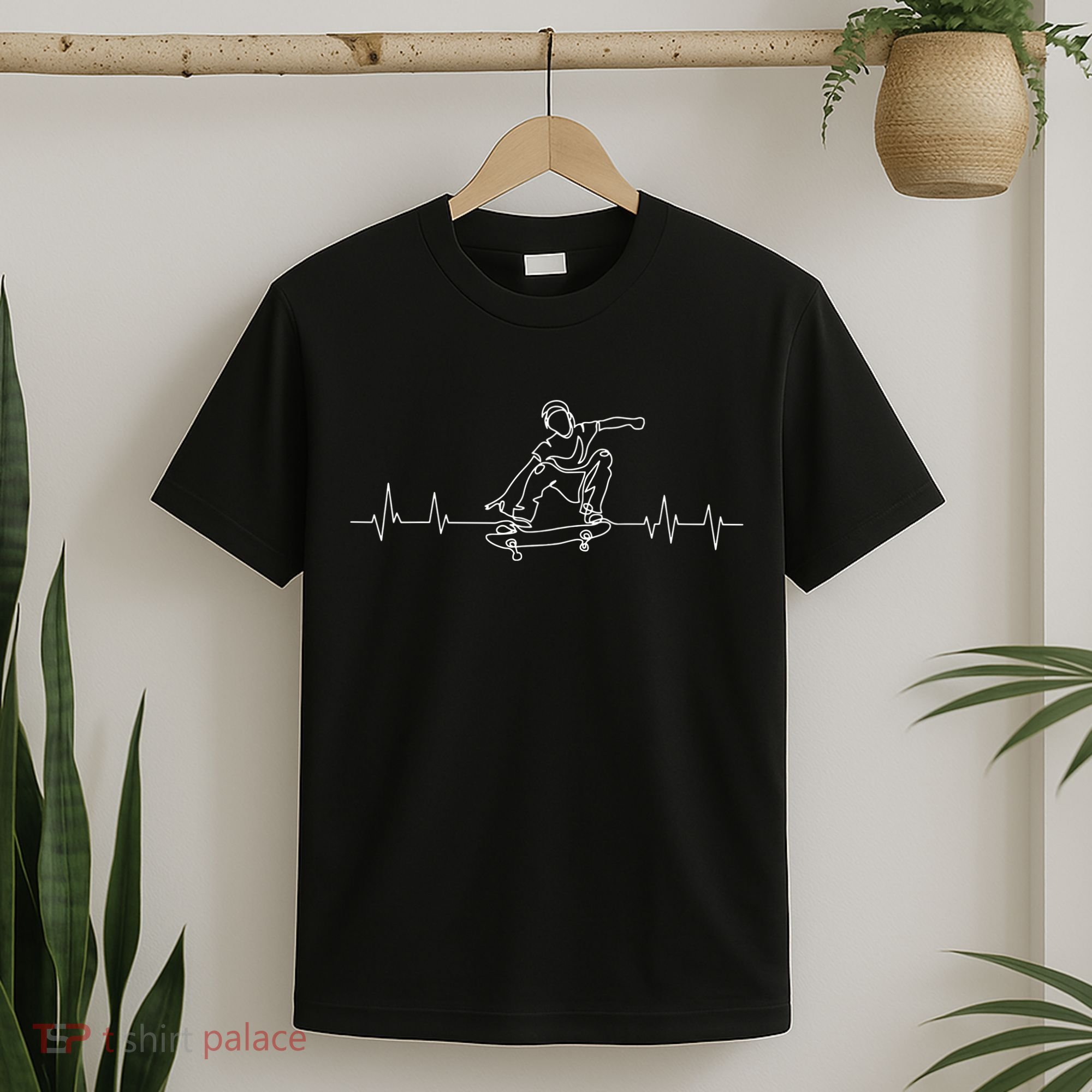 Skater Skateboarder Heartbeat Skateboard Skateboarding Gift T-Shirt