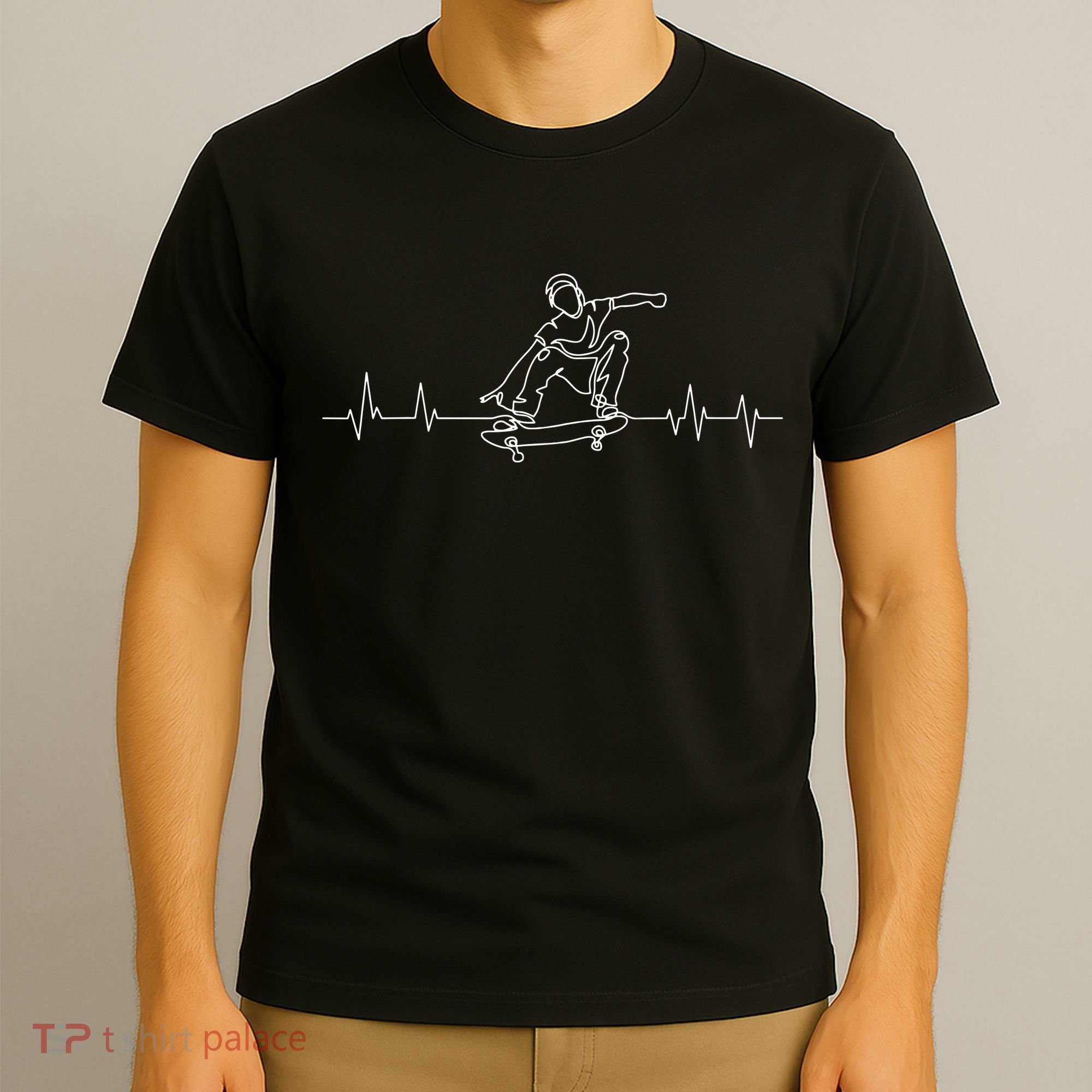 Skater Skateboarder Heartbeat Skateboard Skateboarding Gift T-Shirt