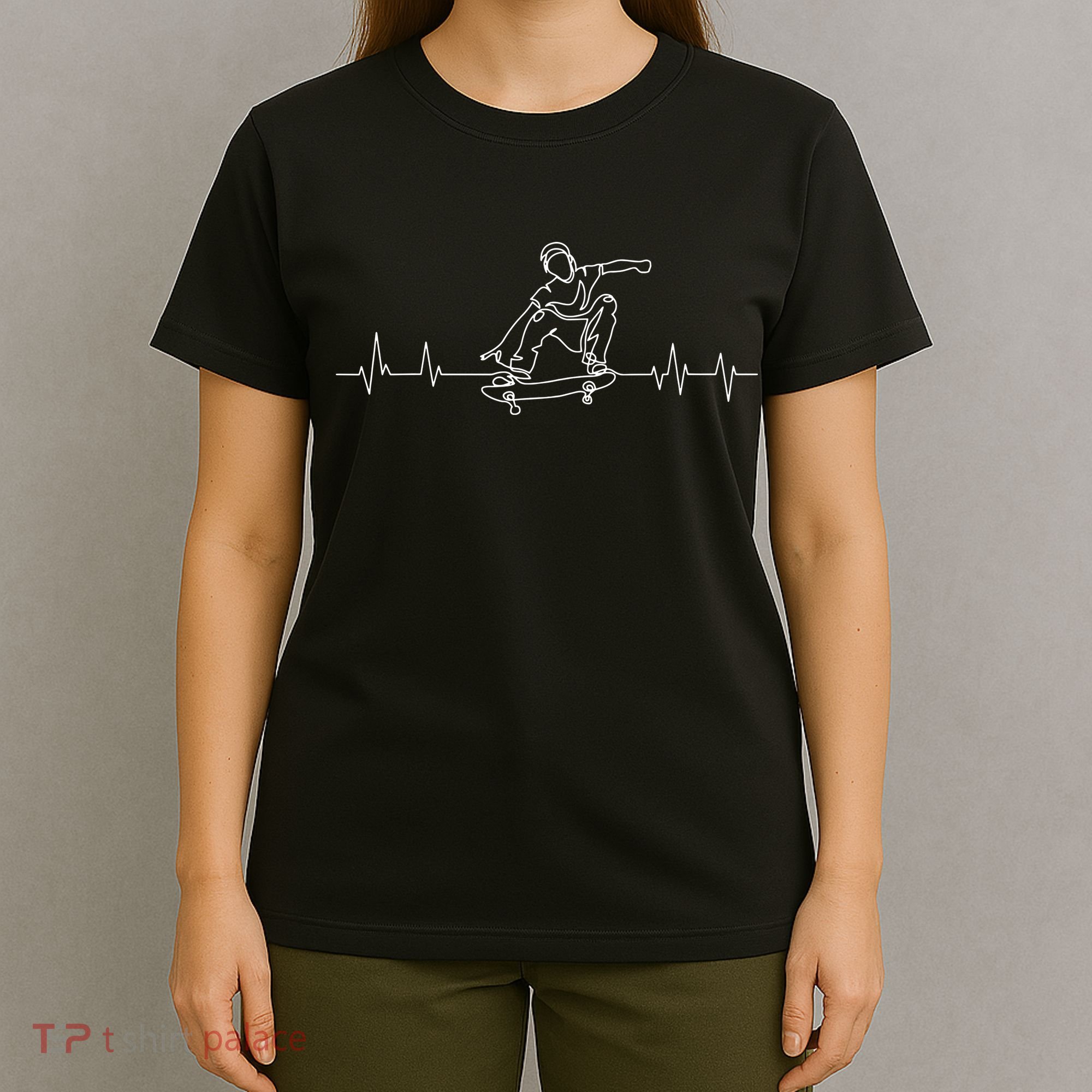 Skater Skateboarder Heartbeat Skateboard Skateboarding Gift T-Shirt