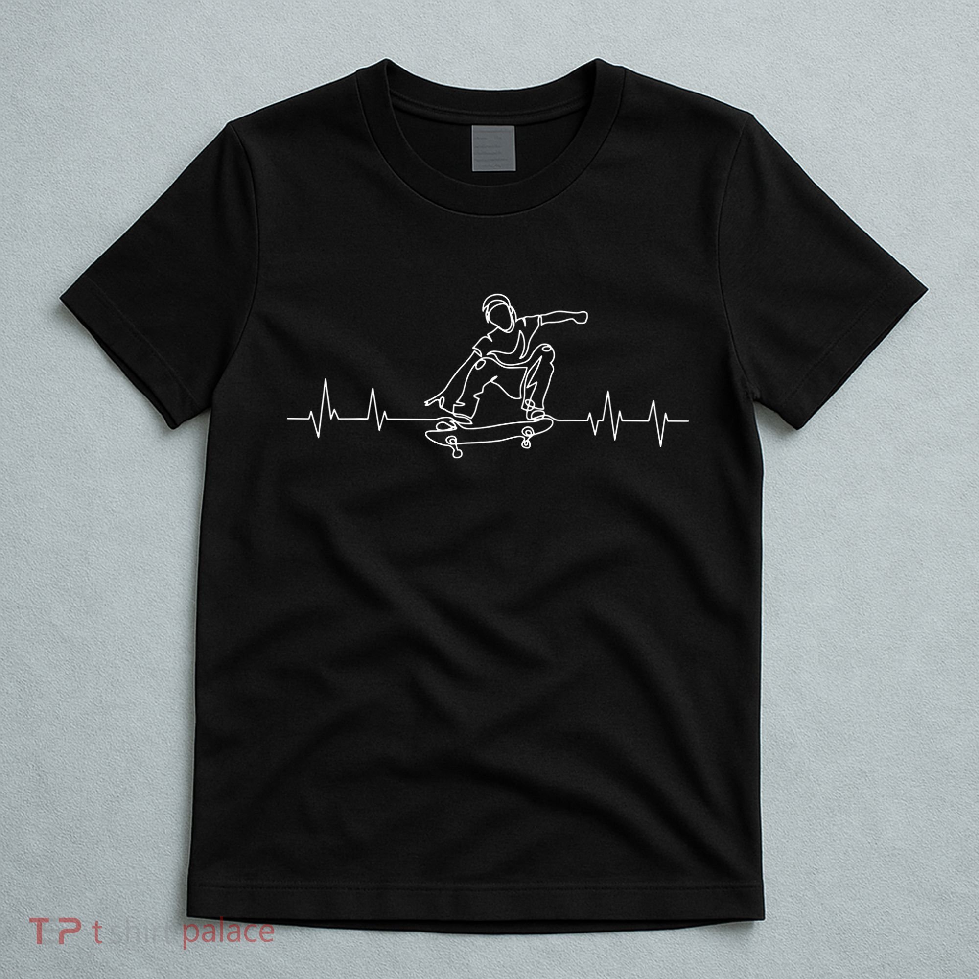 Skater Skateboarder Heartbeat Skateboard Skateboarding Gift T-Shirt