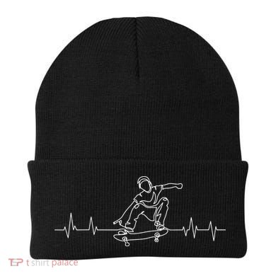 Skater Skateboarder Heartbeat Skateboard Skateboarding Gift Beanie