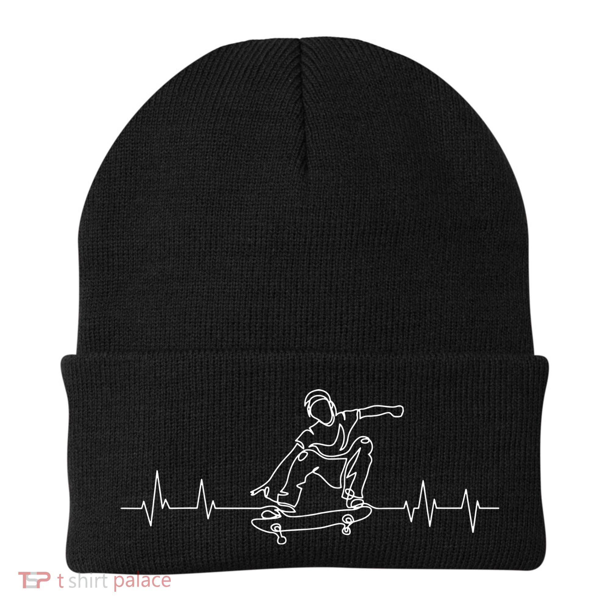 Skater Skateboarder Heartbeat Skateboard Skateboarding Gift Beanie