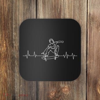 Skater Skateboarder Heartbeat Skateboard Skateboarding Gift Coaster