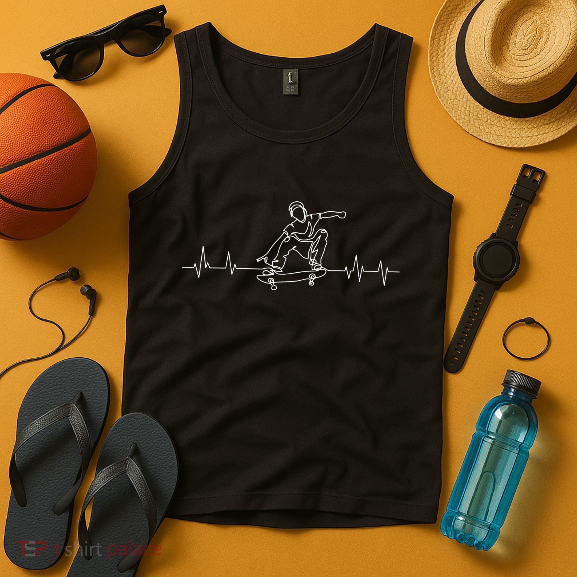 Skater Skateboarder Heartbeat Skateboard Skateboarding Gift Tank Top