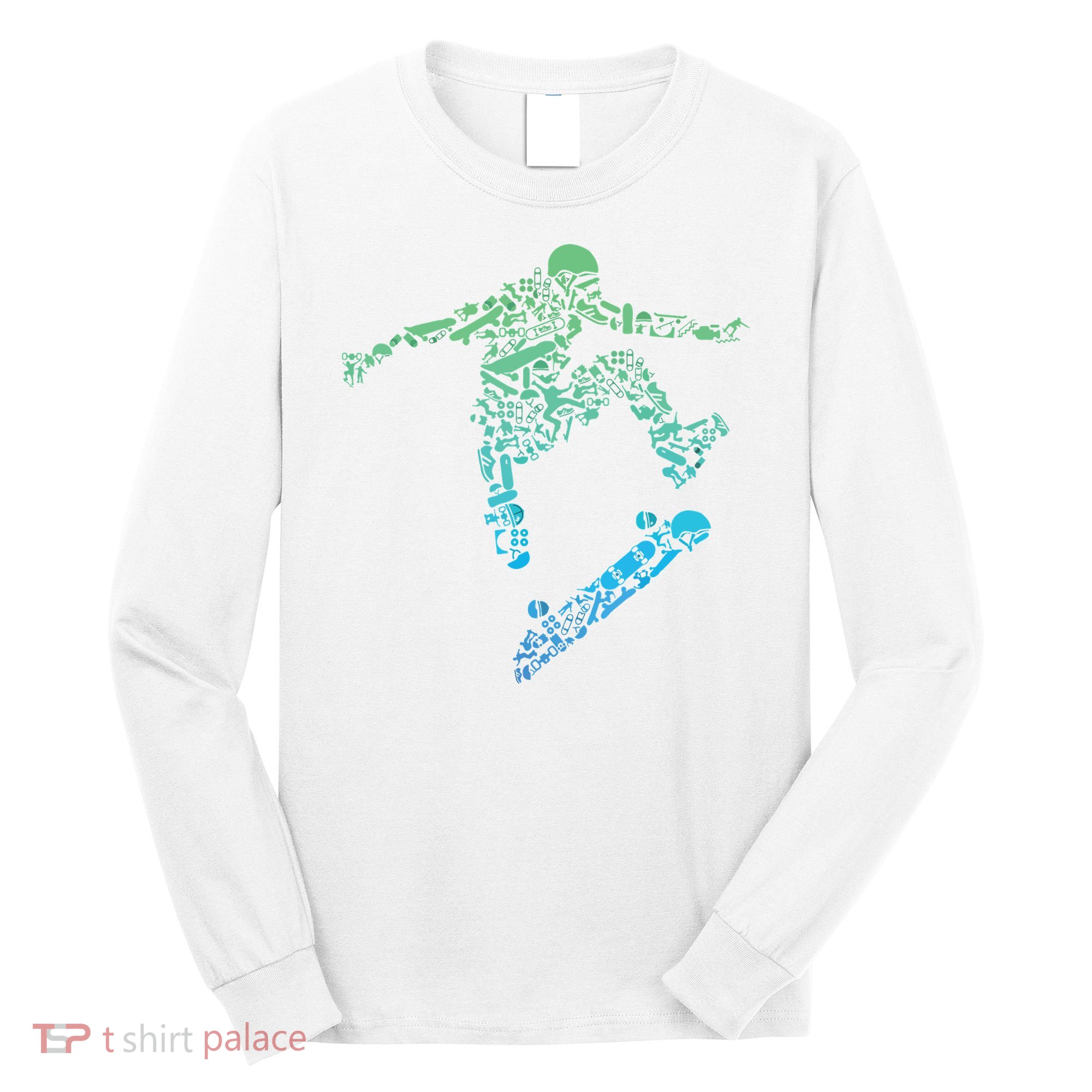 Skater Skateboarding Helmet Gear Skateboard Skateboarder Long Sleeve Shirt