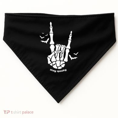 Stay Spooky Halloween Rock Skeleton USA-Made Doggie Bandana