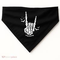 Stay Spooky Halloween Rock Skeleton USA-Made Doggie Bandana thumb 0