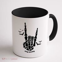 Stay Spooky Halloween Rock Skeleton Coffee Mug thumb 1