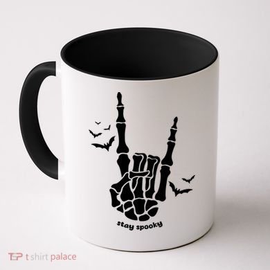 Stay Spooky Halloween Rock Skeleton Coffee Mug