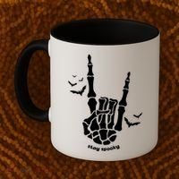 Stay Spooky Halloween Rock Skeleton Coffee Mug thumb 2