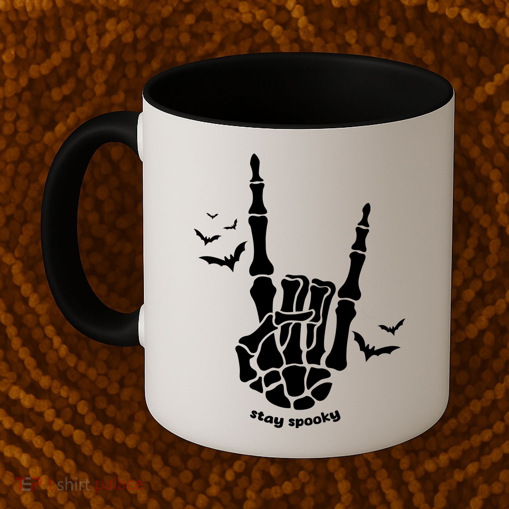 Stay Spooky Halloween Rock Skeleton Coffee Mug