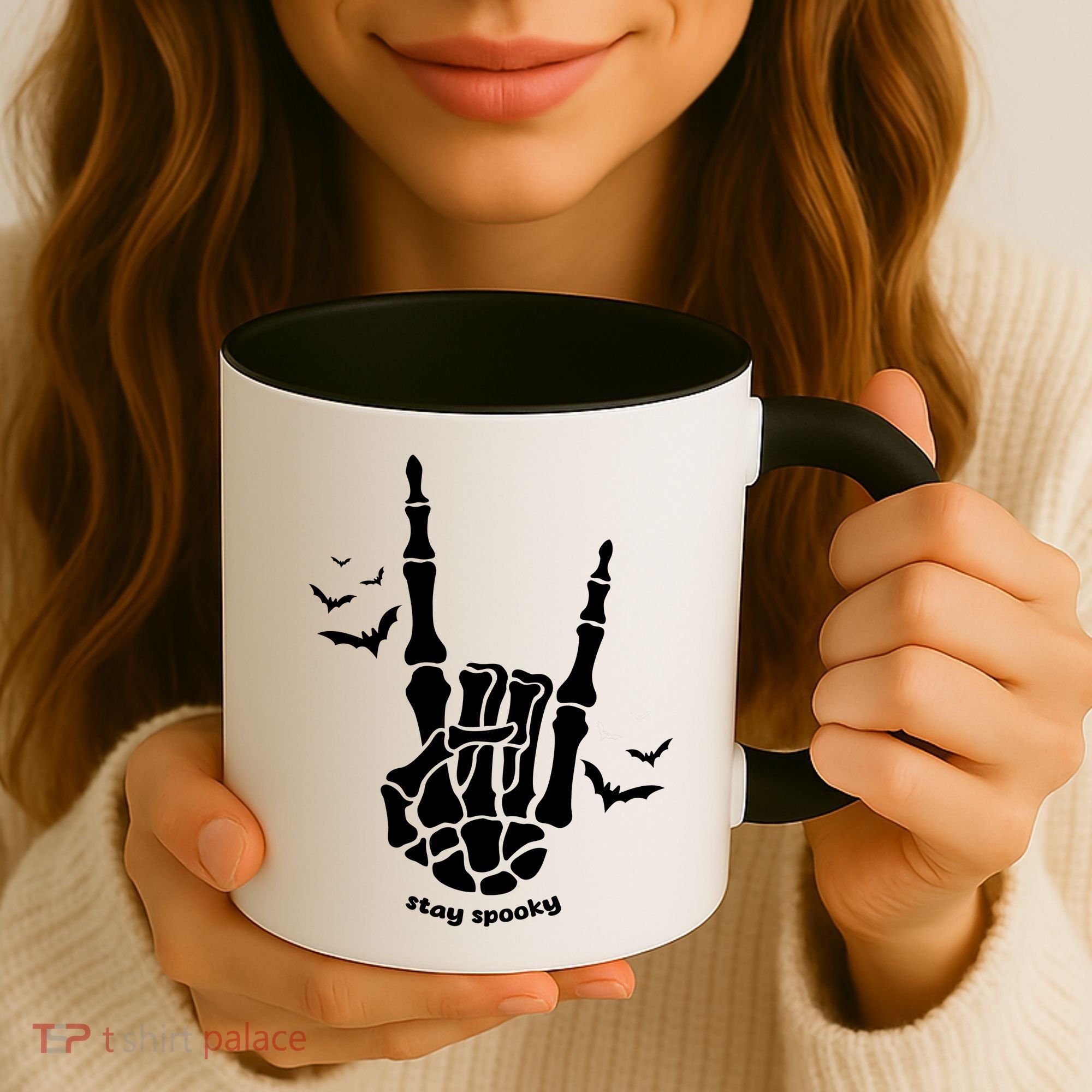 Stay Spooky Halloween Rock Skeleton Coffee Mug