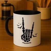 Stay Spooky Halloween Rock Skeleton Coffee Mug thumb 4