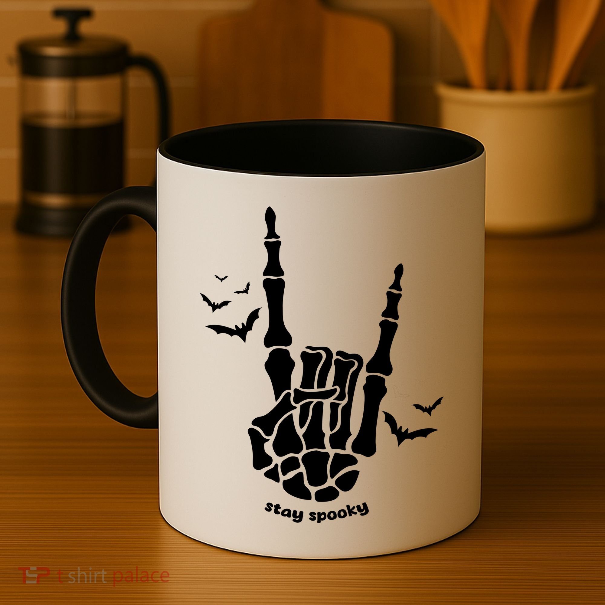 Stay Spooky Halloween Rock Skeleton Coffee Mug