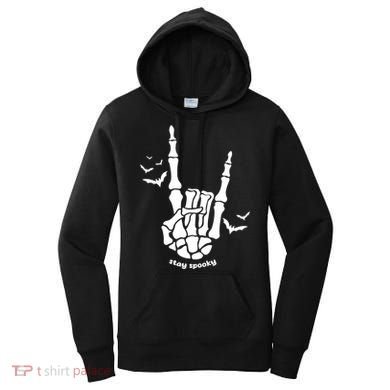 Stay Spooky Halloween Rock Skeleton Women's Hoodie