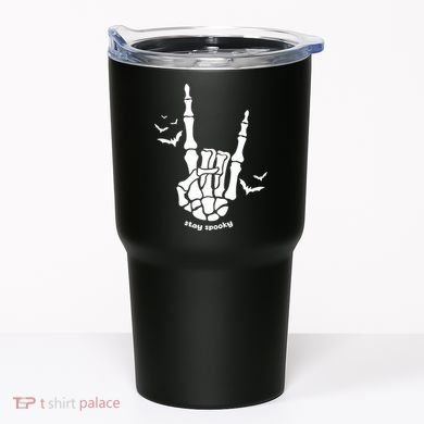 Stay Spooky Halloween Rock Skeleton Tumbler