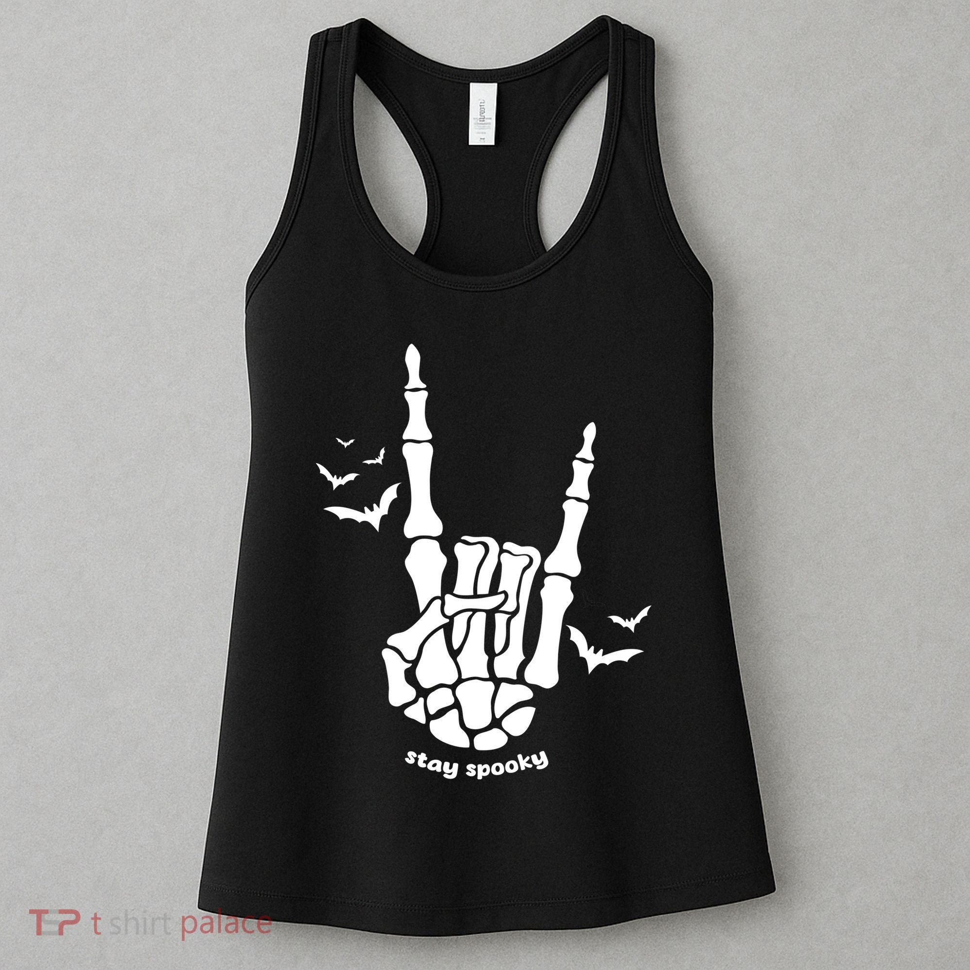 Stay Spooky Halloween Rock Skeleton Women's Tank Top