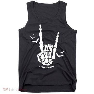 Stay Spooky Halloween Rock Skeleton Tank Top