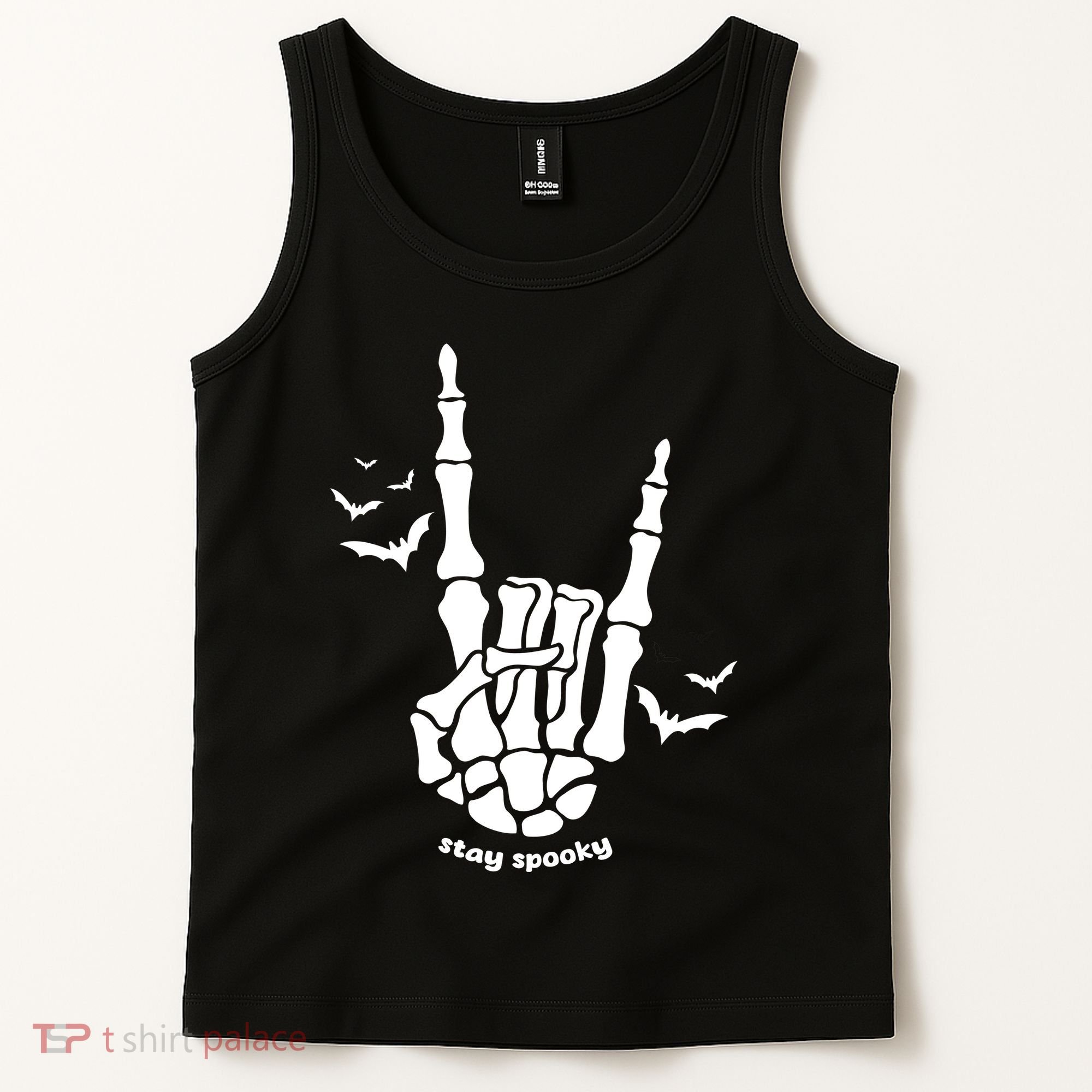 Stay Spooky Halloween Rock Skeleton Tank Top