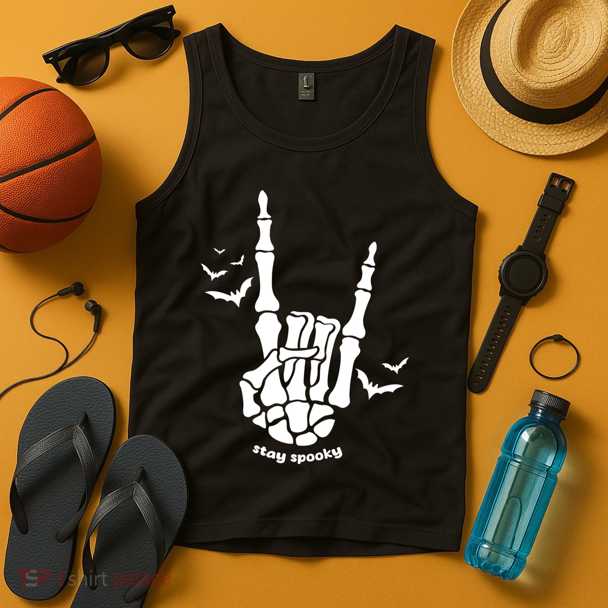 Stay Spooky Halloween Rock Skeleton Tank Top