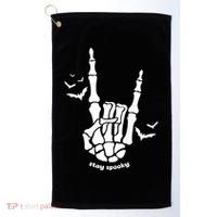 Stay Spooky Halloween Rock Skeleton Golf Towel thumb 0
