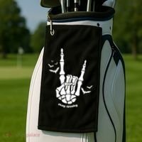 Stay Spooky Halloween Rock Skeleton Golf Towel thumb 2