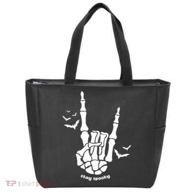 Stay Spooky Halloween Rock Skeleton Tote Bag