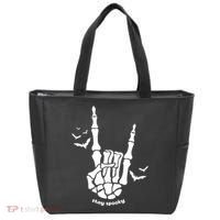 Stay Spooky Halloween Rock Skeleton Tote Bag thumb 0