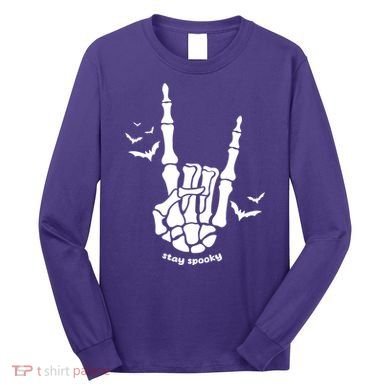 Stay Spooky Halloween Rock Skeleton Long Sleeve Shirt