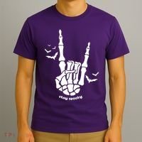 Stay Spooky Halloween Rock Skeleton T-Shirt thumb 3