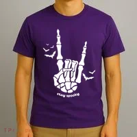 Stay Spooky Halloween Rock Skeleton T-Shirt thumb 3