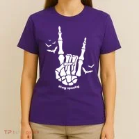Stay Spooky Halloween Rock Skeleton T-Shirt thumb 4