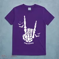 Stay Spooky Halloween Rock Skeleton T-Shirt thumb 5