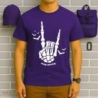 Stay Spooky Halloween Rock Skeleton T-Shirt thumb 6