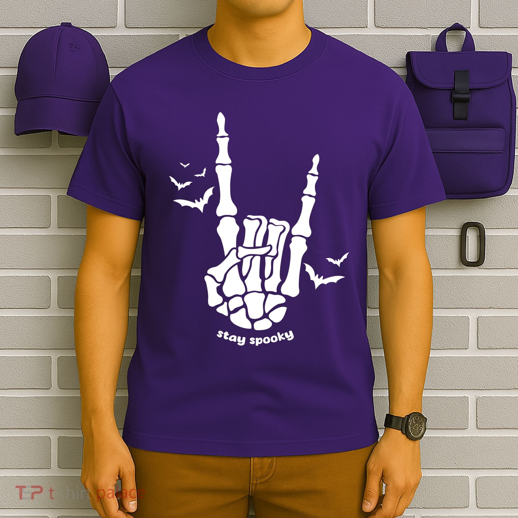 Stay Spooky Halloween Rock Skeleton T-Shirt