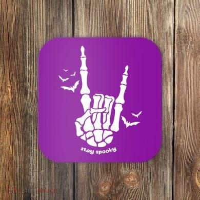 Stay Spooky Halloween Rock Skeleton Coaster