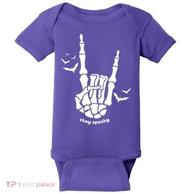 Stay Spooky Halloween Rock Skeleton Baby Bodysuit