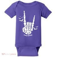 Stay Spooky Halloween Rock Skeleton Baby Bodysuit thumb 0