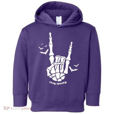 Stay Spooky Halloween Rock Skeleton Toddler Hoodie
