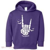 Stay Spooky Halloween Rock Skeleton Toddler Hoodie thumb 0